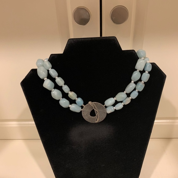 18" Aquamarine and Sterling Necklace - Picture 1 of 2